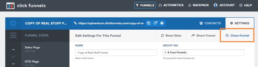 how to clone a funnel in clickfunnels