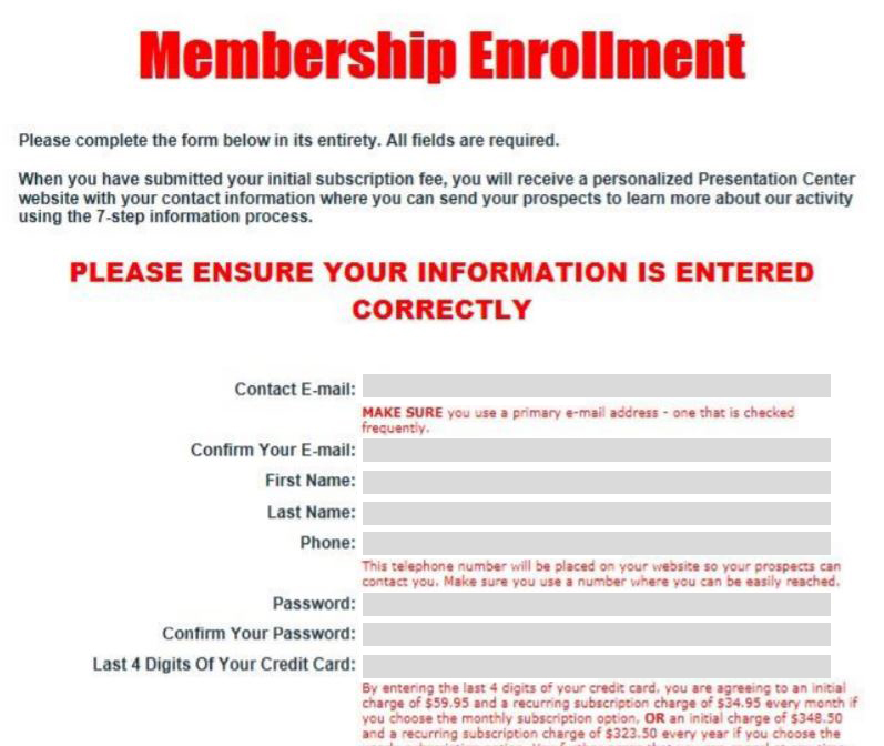 Membership Enrollment Page of Cash Tracking System